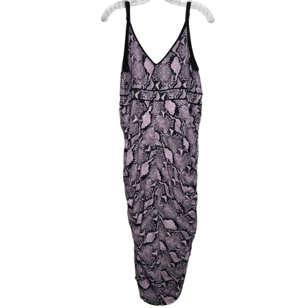 NEW Torrid Mauve Pink Snake Print Knit Ruched Bodycon Dress Size Large - Picture 7 of 9
